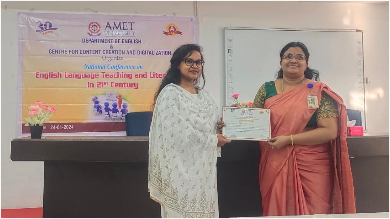 Assistant Professor Merry Baghwar bagged 'Best Paper Award' at the National Conference on English Language Teaching and Literature in 21st Century 