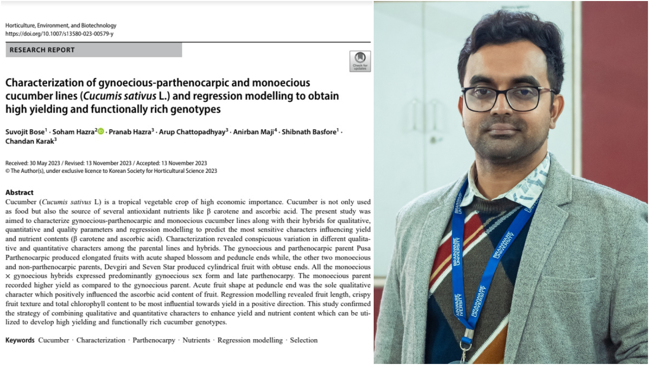 Groundbreaking article in the SCI-indexed Springer journal from Dr. Soham Hazra, HOD, Department of Agriculture at Brainware University!