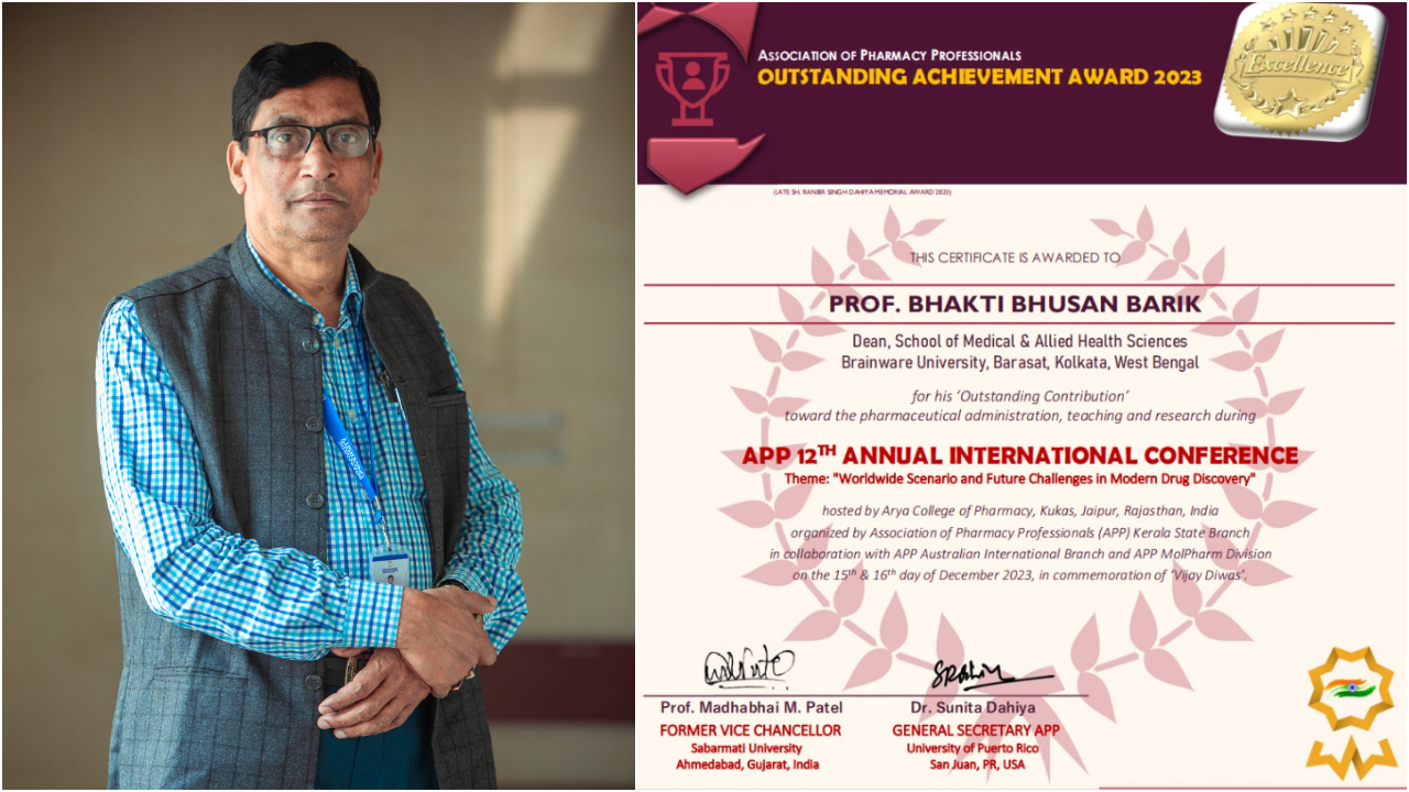 Outstanding Achievement Award 2023- Dr. B.B.Barik recognised for his contribution towards pharmaceutical administration by the Association of Pharmacy Professionals