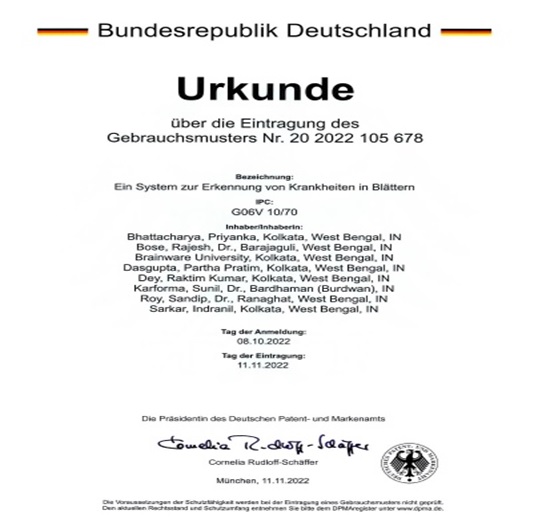 CSS professors are registered and granted with a German patent for IoT based agronomy device