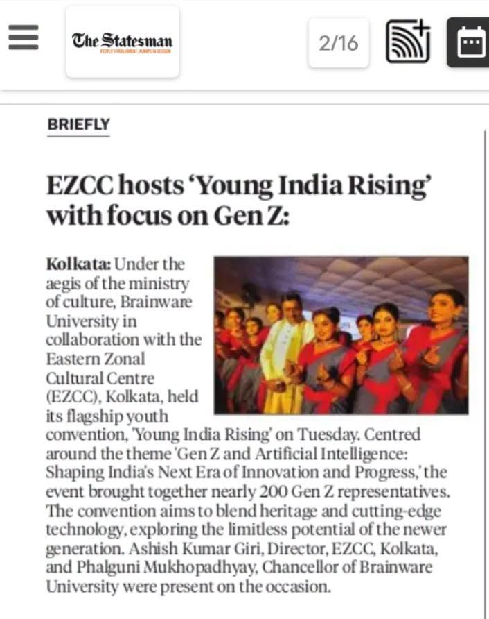 EZCC hosts 'Young India Rising' with focus on Gen Z 25-05-26 - The Statesman