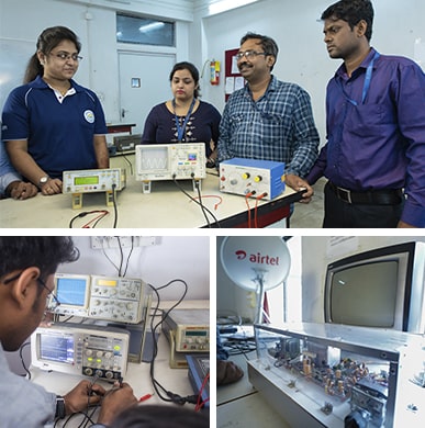 Students and teachers are testing in Electronics & communication engineering lab of Brainware university