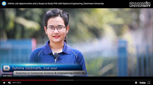 Brainware university student testimonial about placement opportunity