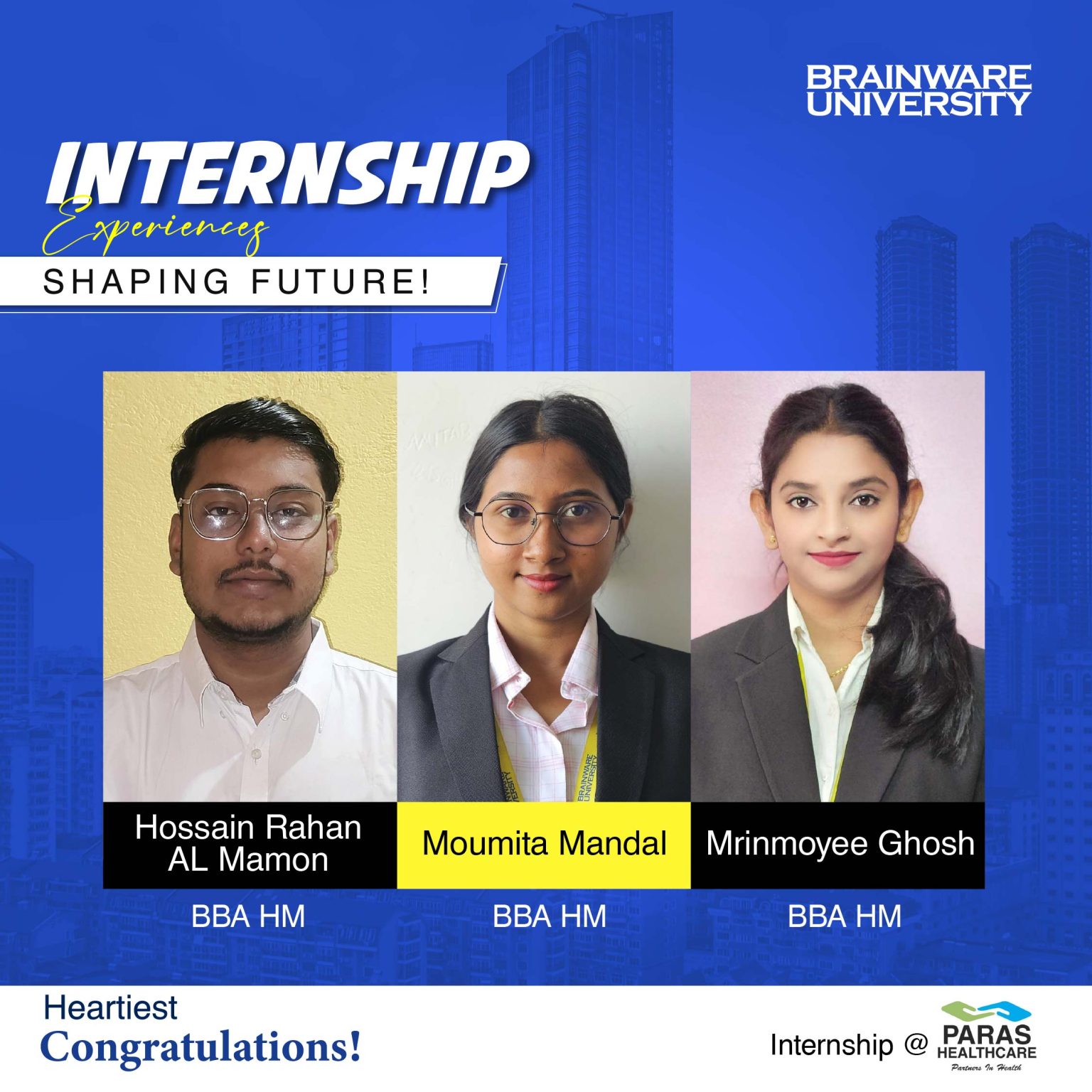 BBA Hospital Management GroupInternshipPARAS Healthcare – Internship