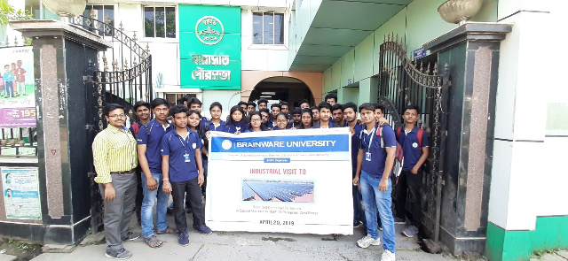 Brainware students at Barasat Municipality with Industrial visit poster