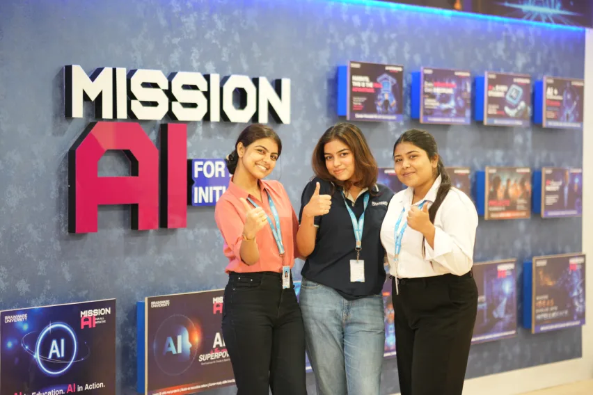 Students at the Mission AI wall