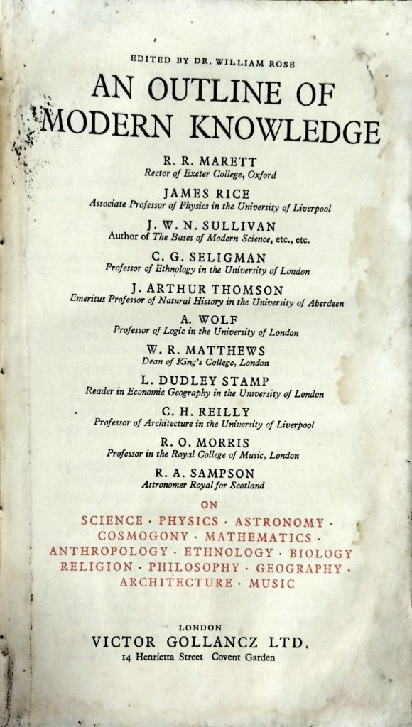 An Outline Of Modern Knowledge