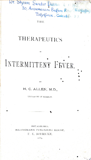 The therapeutics of intermittent fever